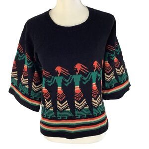 Vintage 70's Riddles by Elliot Southwest Tribal Hippie Boho Sweater Top Women S